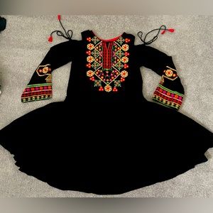 Nice black embroidered ranges dress high low
